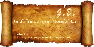 Grünsberger Donáta névjegykártya
